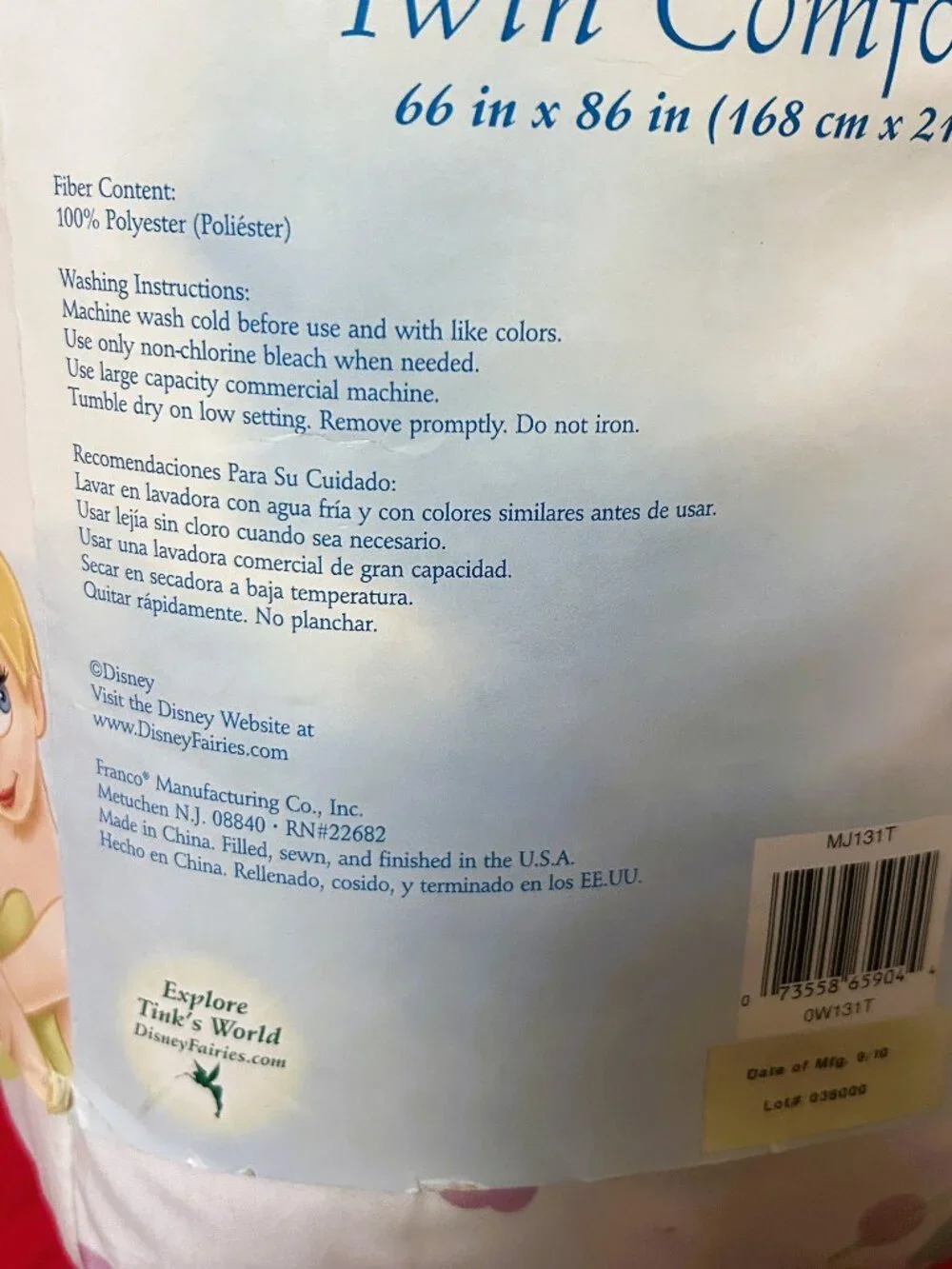 NEW~TWIN Comforter Sheet set~vtg DISNEY PRINCESS~FAIRIES TINKERBELL~cotton rich